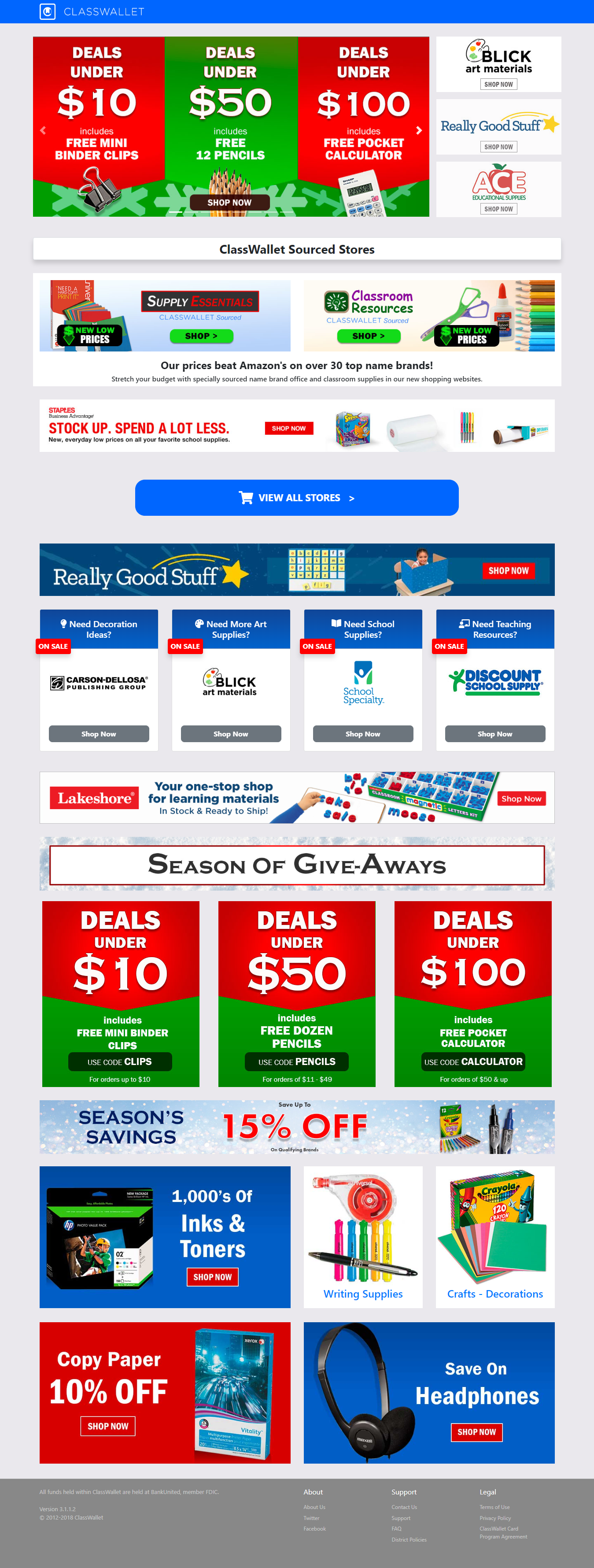 ClassWallet Marketplace Landing Page, Holidays