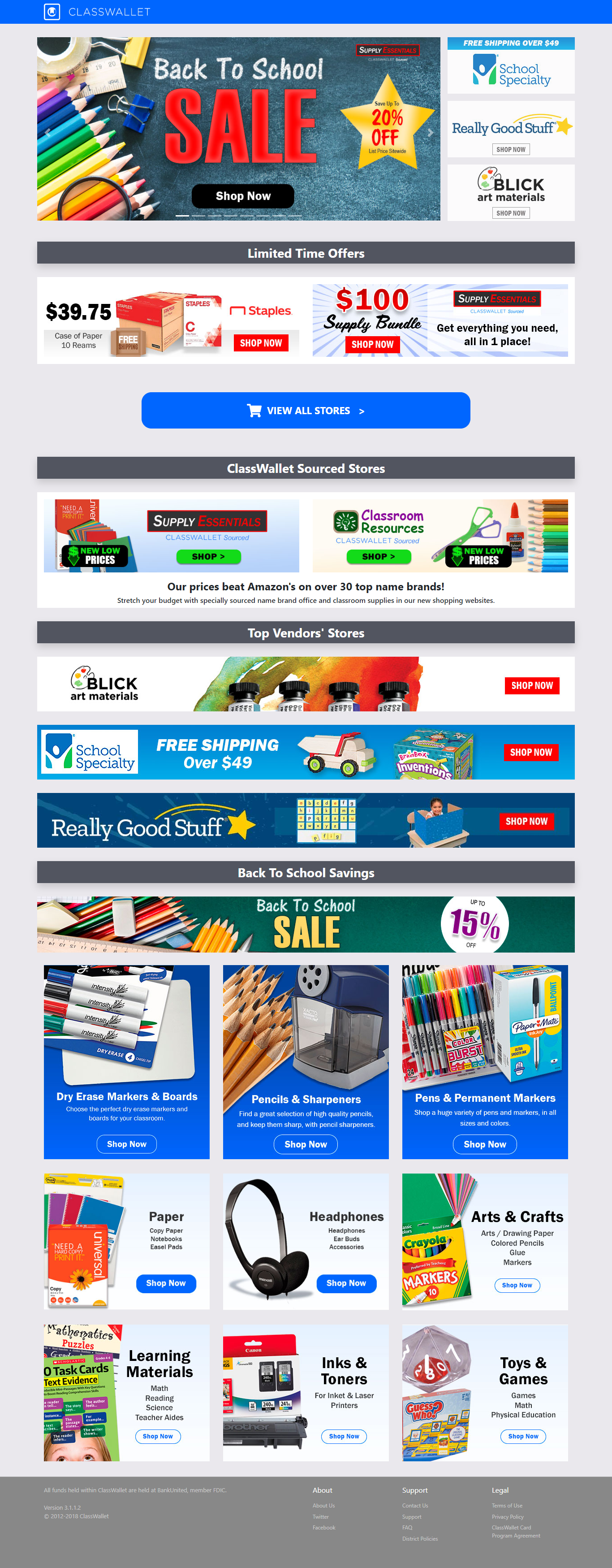 ClassWallet Marketplace Landing Page, Back to School